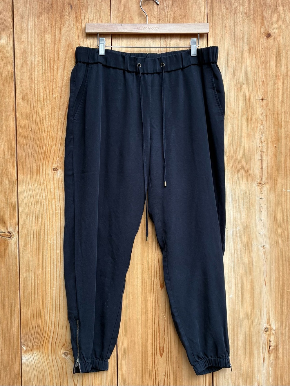 Eileen Fisher Black Tencel Drawstring Joggers Sz Medium